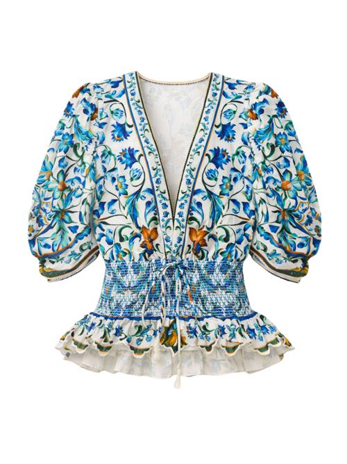 Flora Tile Shirt FARM RIO | 348831FLORATILEOFFWHITE26038